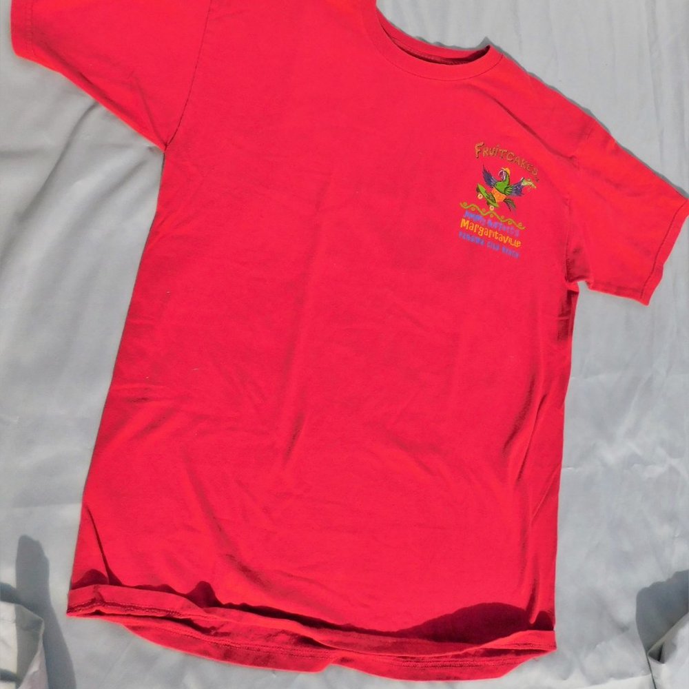 Red Margaritaville Jimmy Buffet tee shirt, Fruit Cakes, Panama City, Med